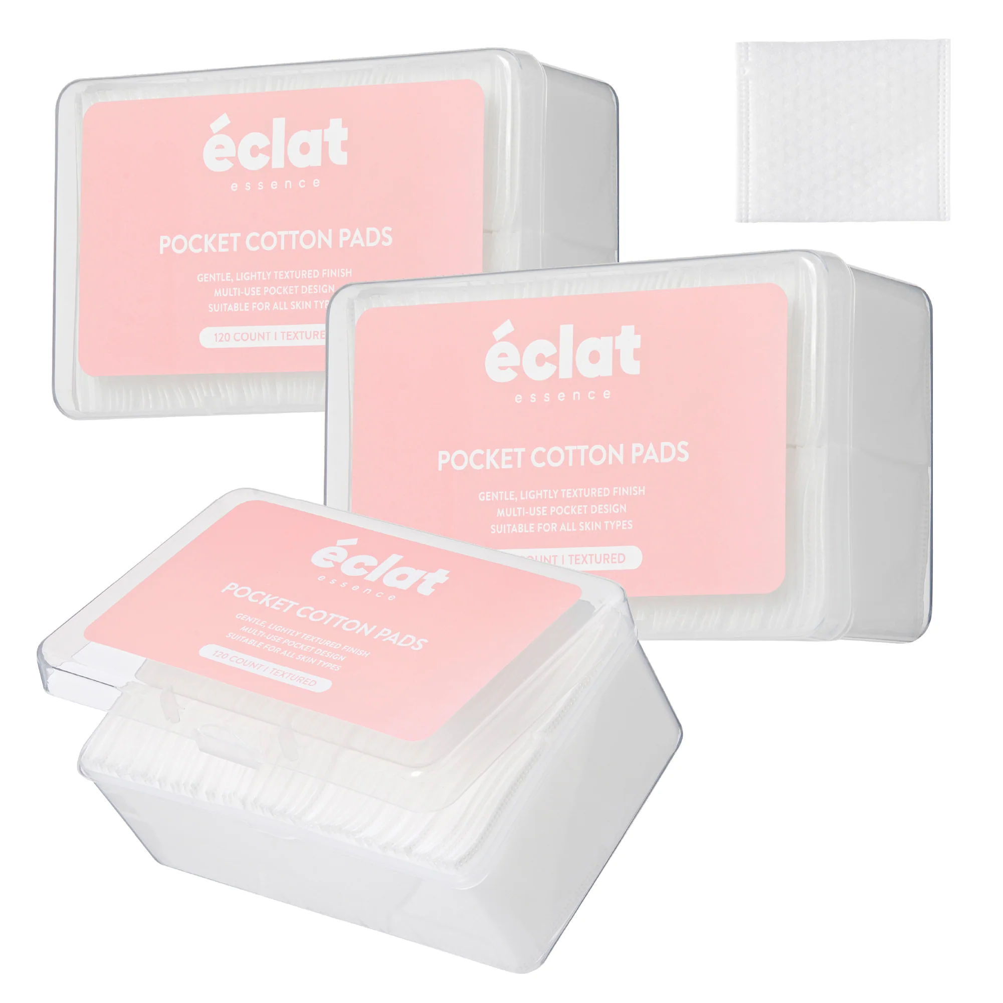 éclat Textured Facial Cotton Pads with Finger Pocket – Exfoliating & Deep Cleansing Sheets (120 Count) - Image 6