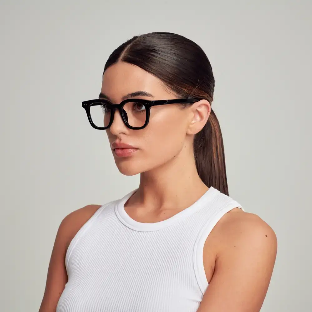 Mad Shade Thick Rounded Square Frame with Clear Lens - Retro 90s Inspired Fashion Glasses #20 - Image 2
