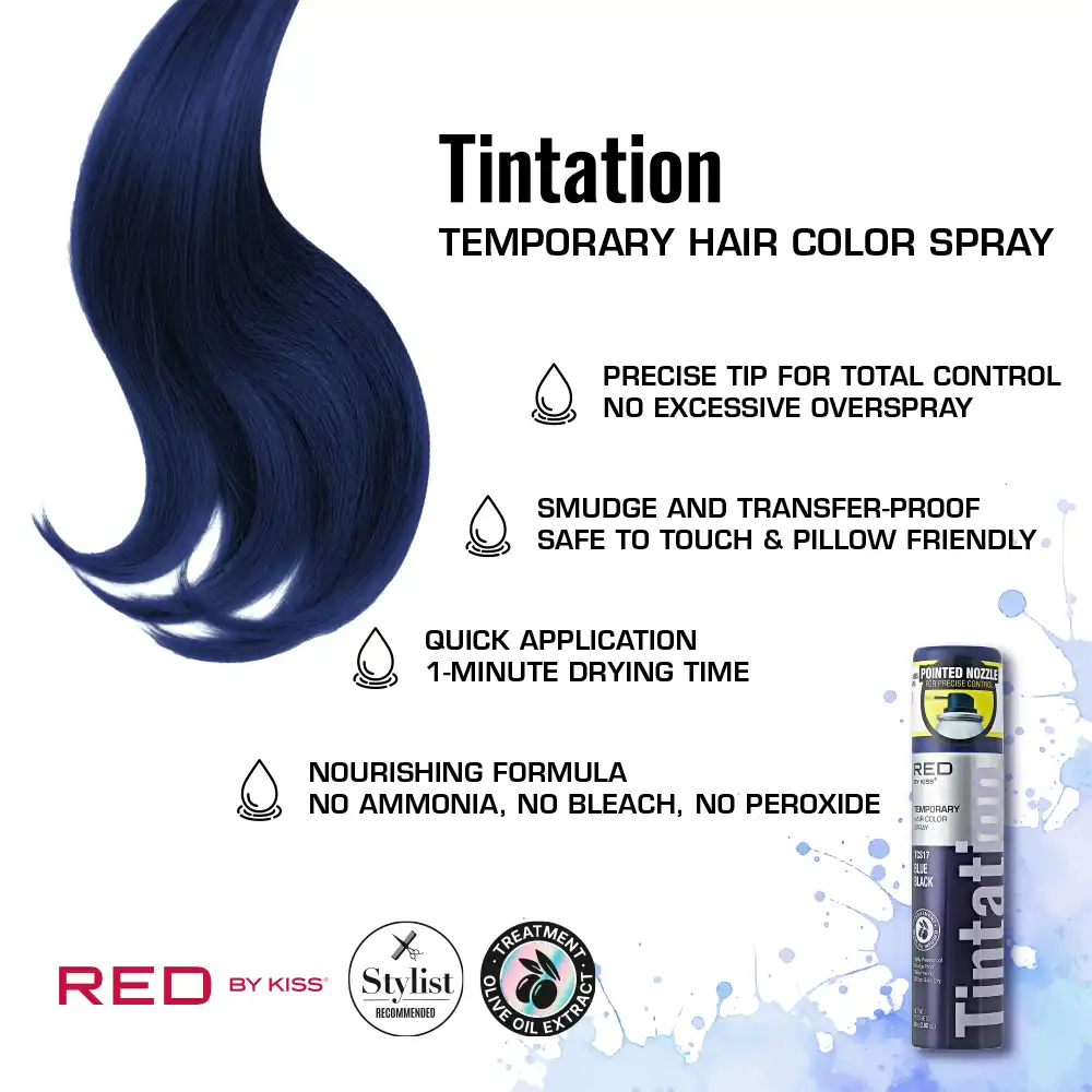 RED by KISS Tintation Color Spray Vibrant Collection - Blue Black - Image 4