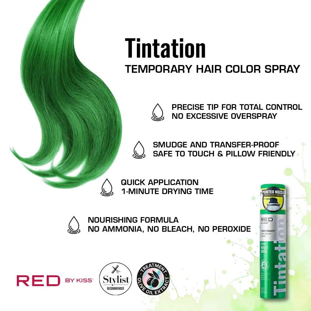 RED by KISS Tintation Color Spray Vibrant Collection - Forest Green - Image 4
