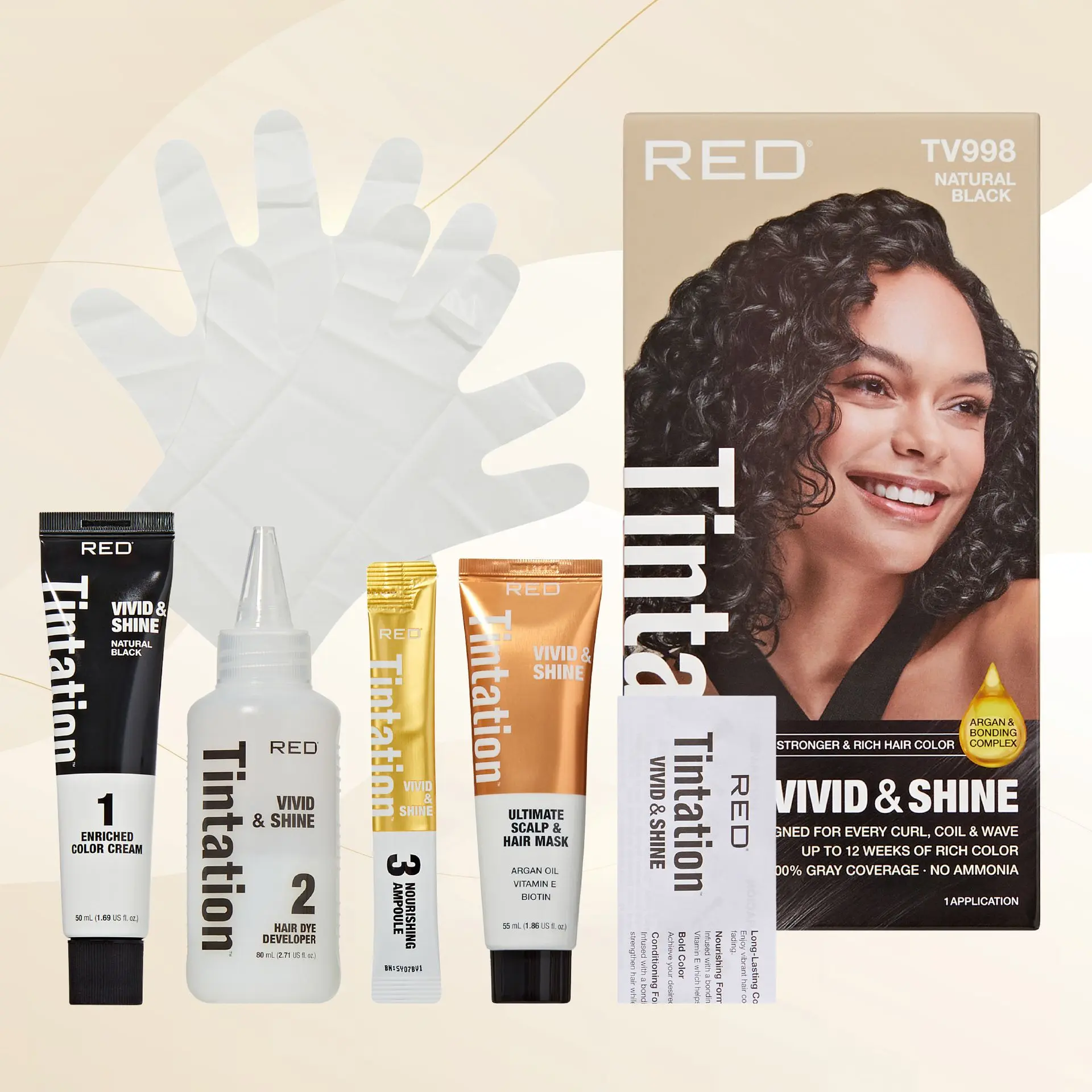 RED by KISS Tintation Vivid & Shine Permanent Hair Dye – Ammonia-Free, Curl-Safe, Long-Lasting Color - Image 100