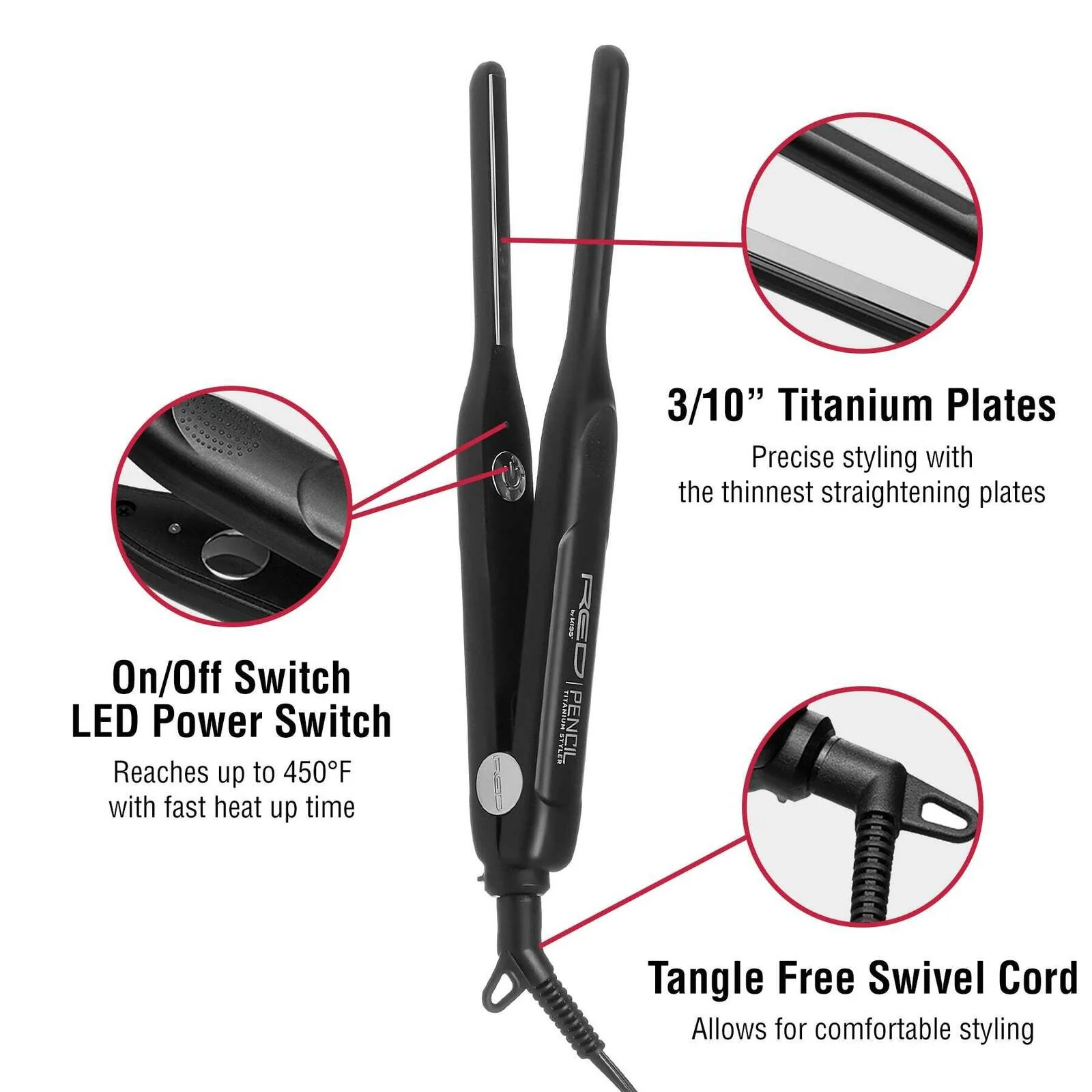 Red PRO Titanium Flat Iron 0.3" - Image 7
