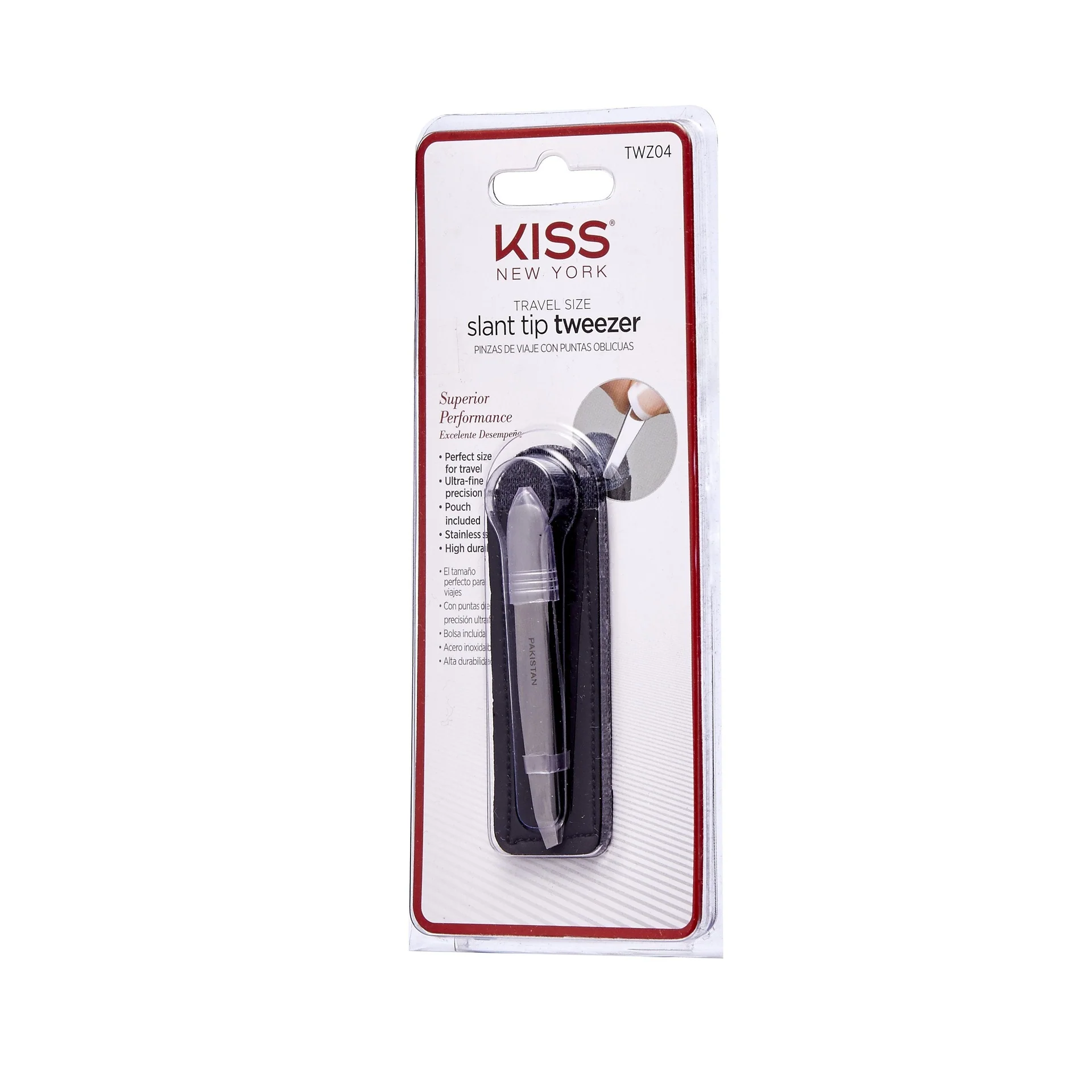 Kiss New York Travel Size Slant Tip Tweezer with Pouch - Image 5