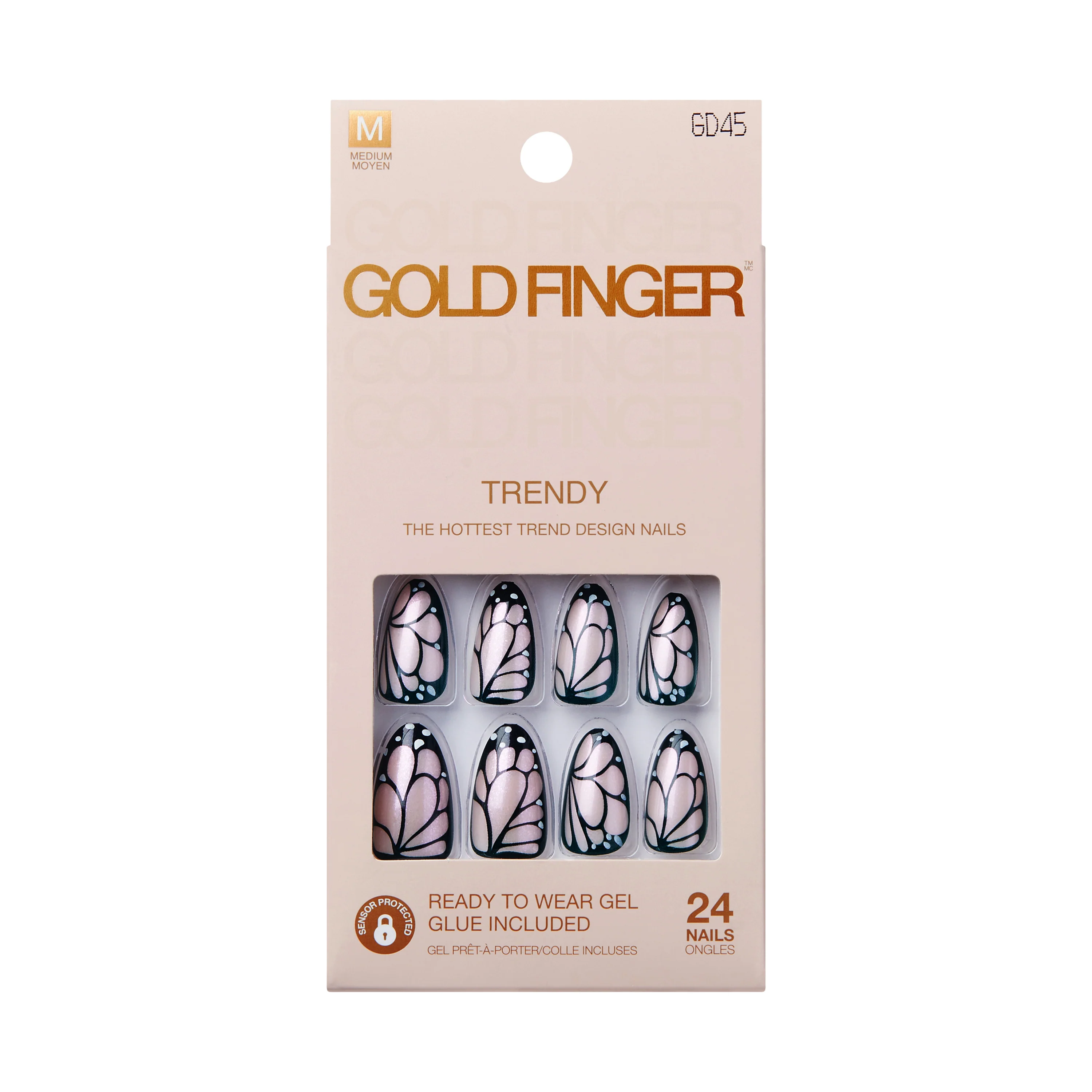 Gold Finger Trendy Press On Nails Kit with 24pcs Fashionable Fake Nails - Image 2