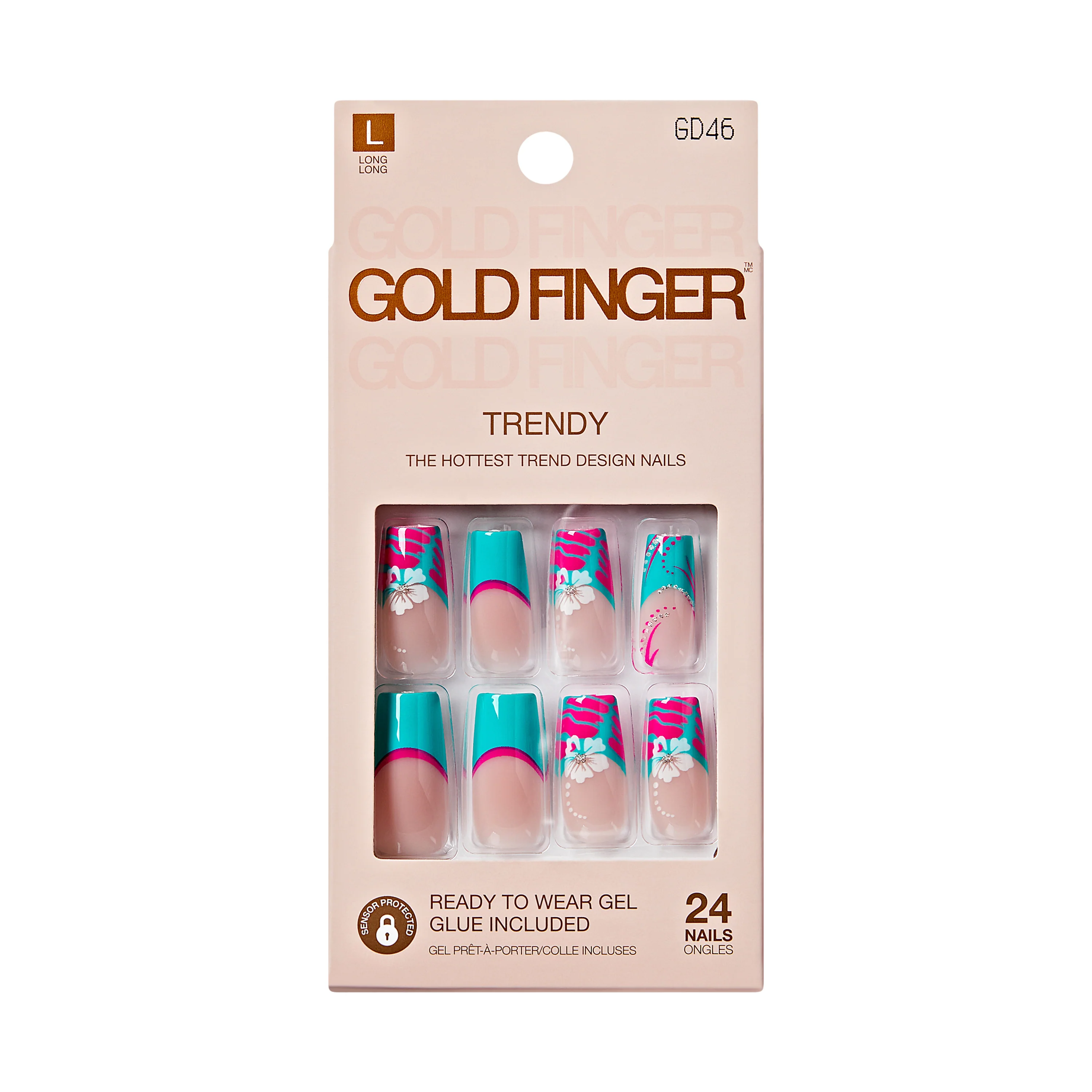 Gold Finger Trendy Press On Nails Kit with 24pcs Fashionable Fake Nails - Image 3