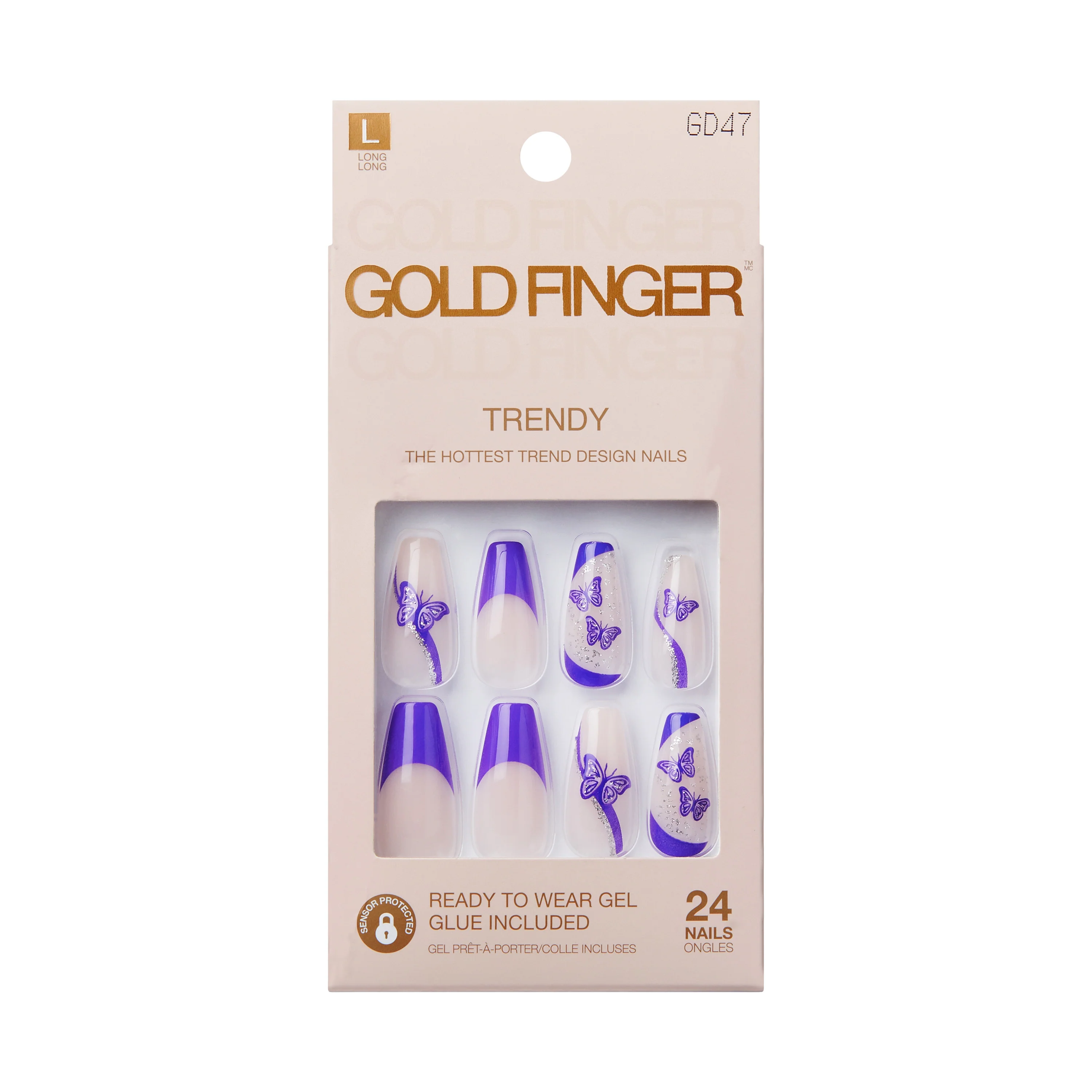 Gold Finger Trendy Press On Nails Kit with 24pcs Fashionable Fake Nails - Image 4
