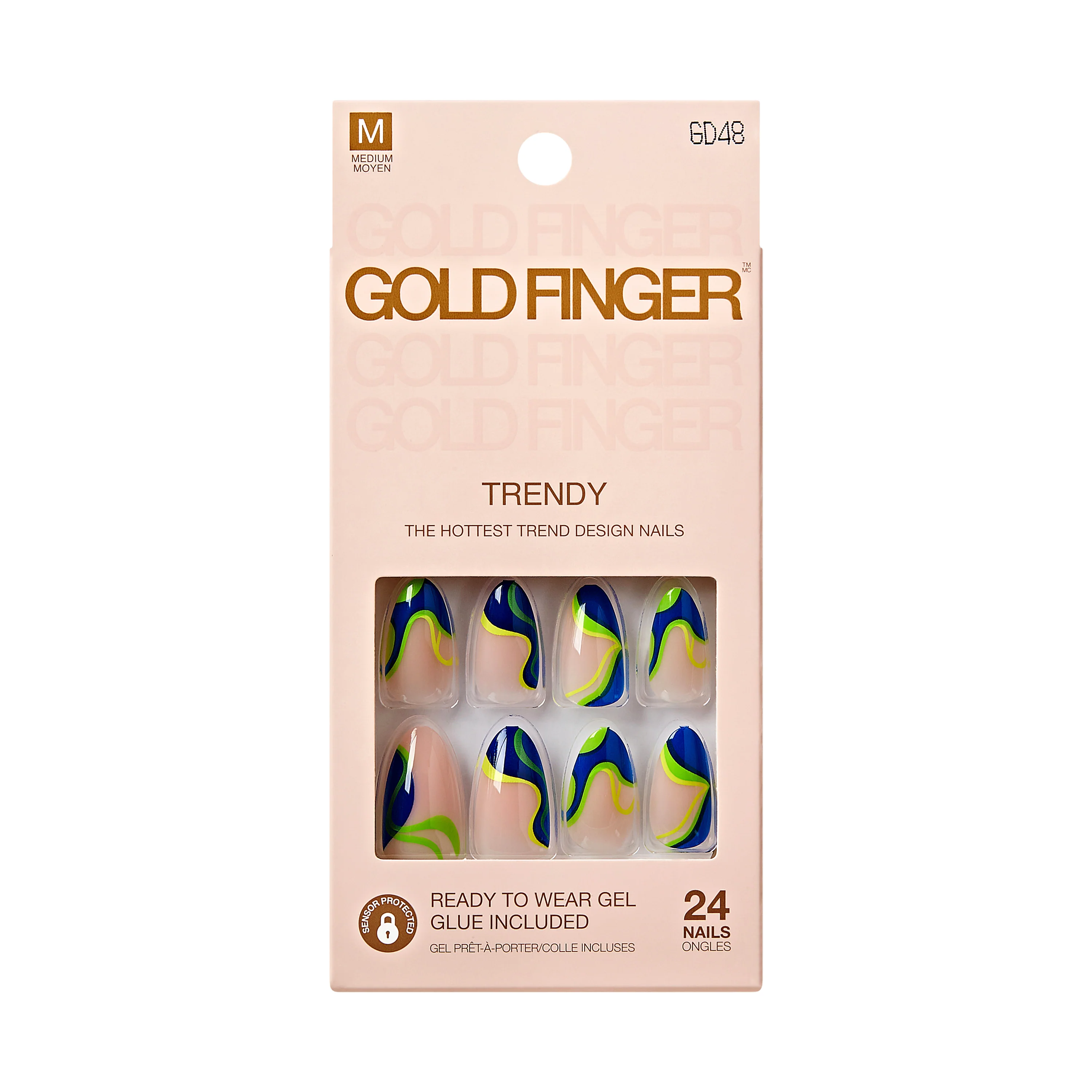 Gold Finger Trendy Press On Nails Kit with 24pcs Fashionable Fake Nails - Image 5