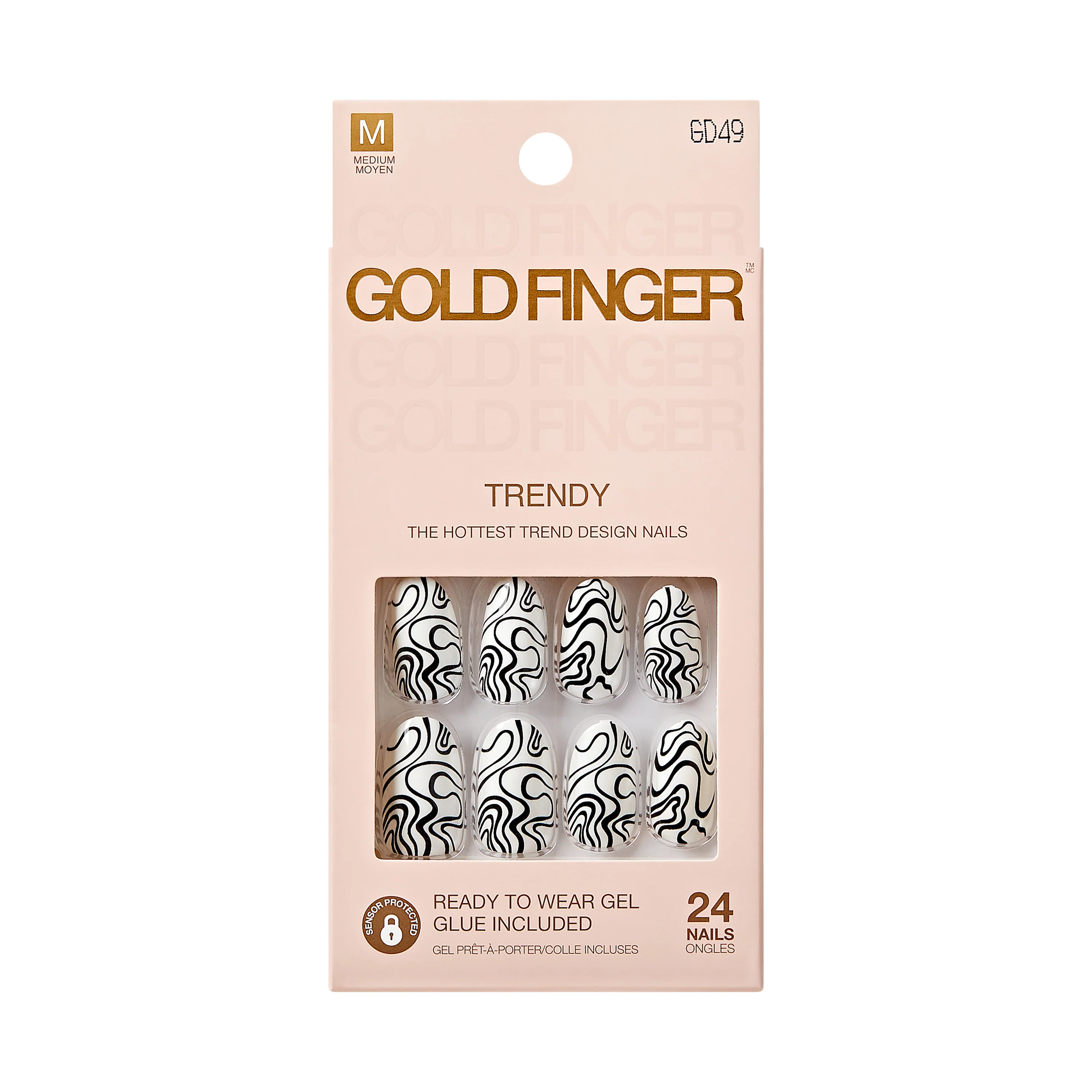 Gold Finger Trendy Press On Nails Kit with 24pcs Fashionable Fake Nails - Image 6