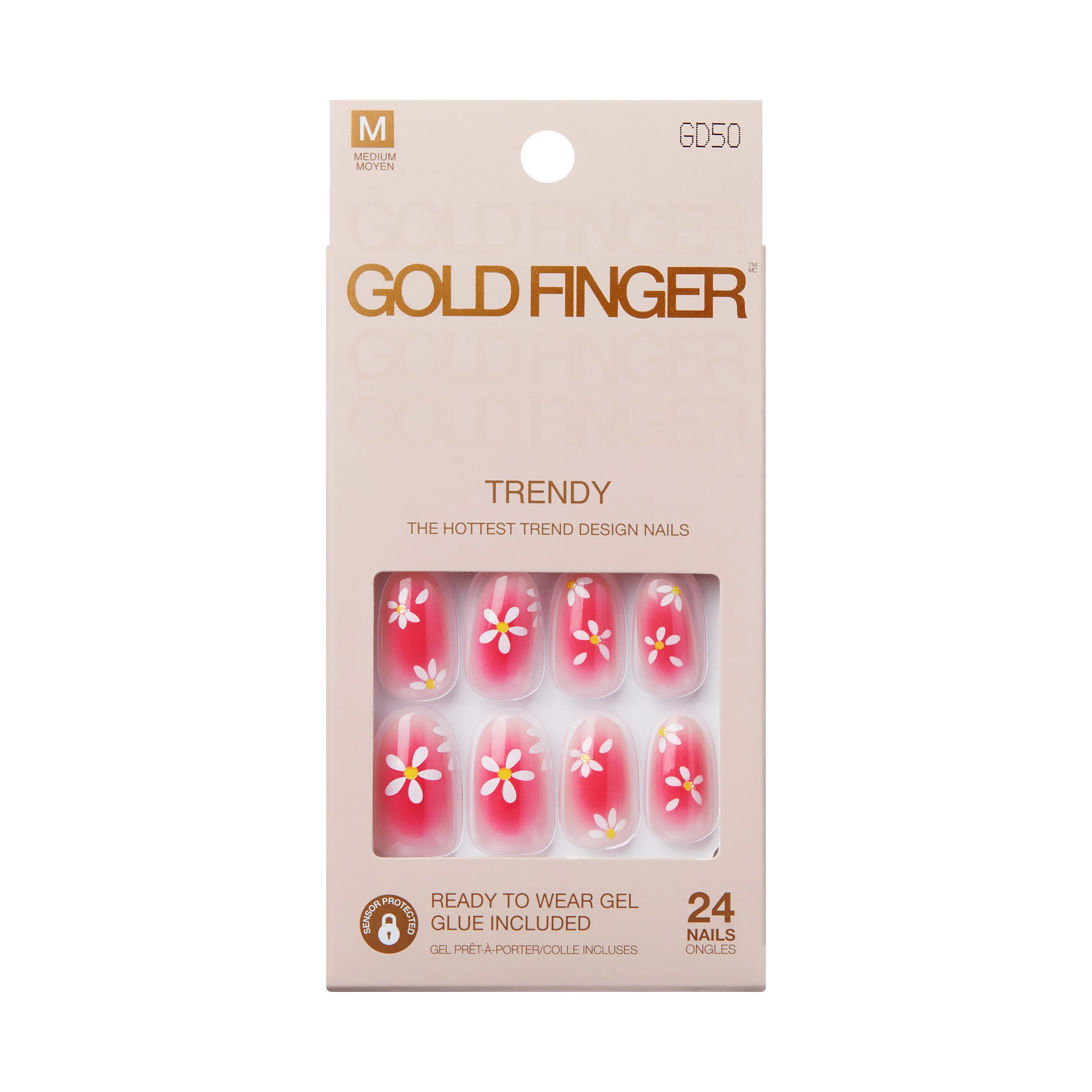 Gold Finger Trendy Press On Nails Kit with 24pcs Fashionable Fake Nails - Image 7