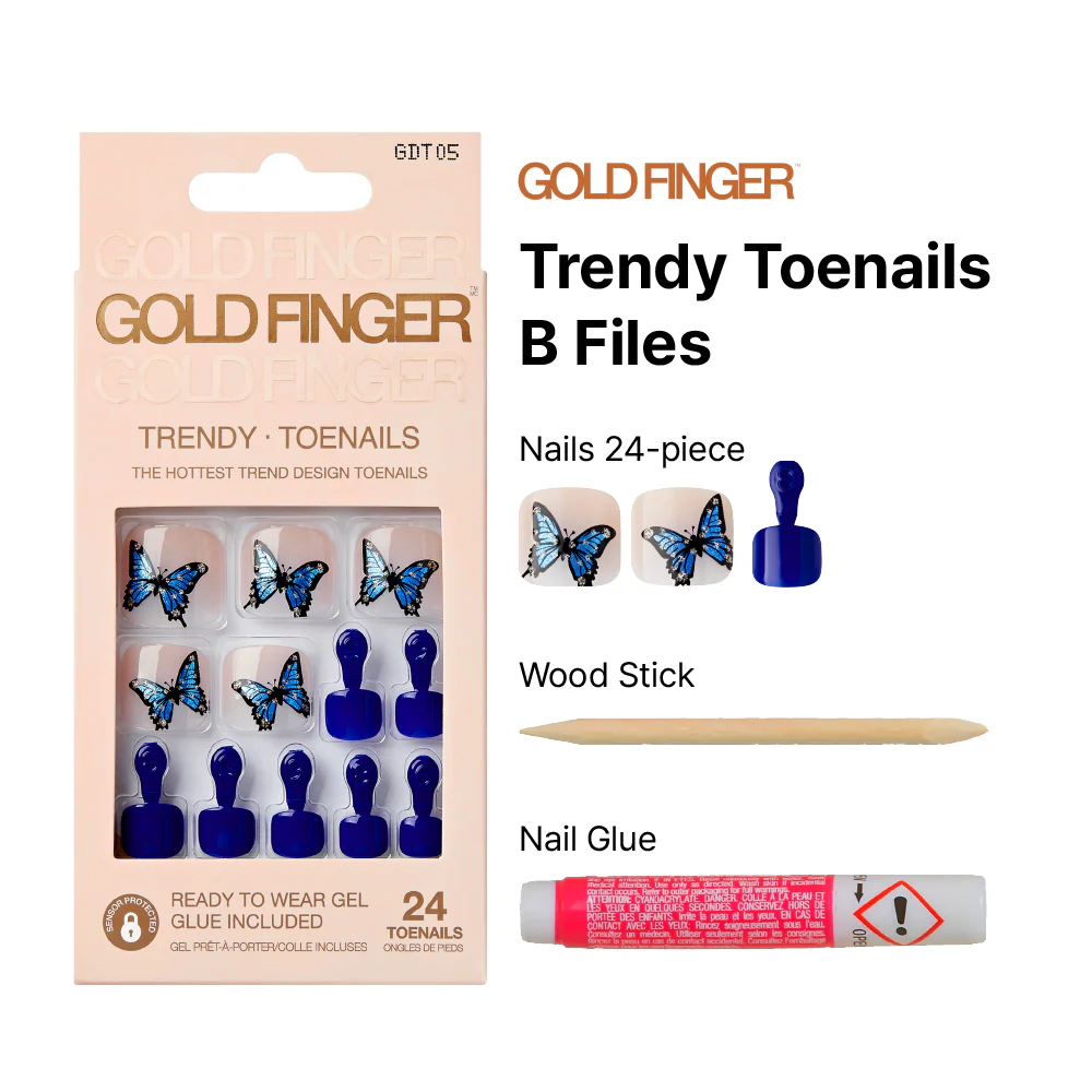 Gold Finger Trendy Press On Toenails - 24pcs Fashionable Gel Toe Nails with Glue - Image 3