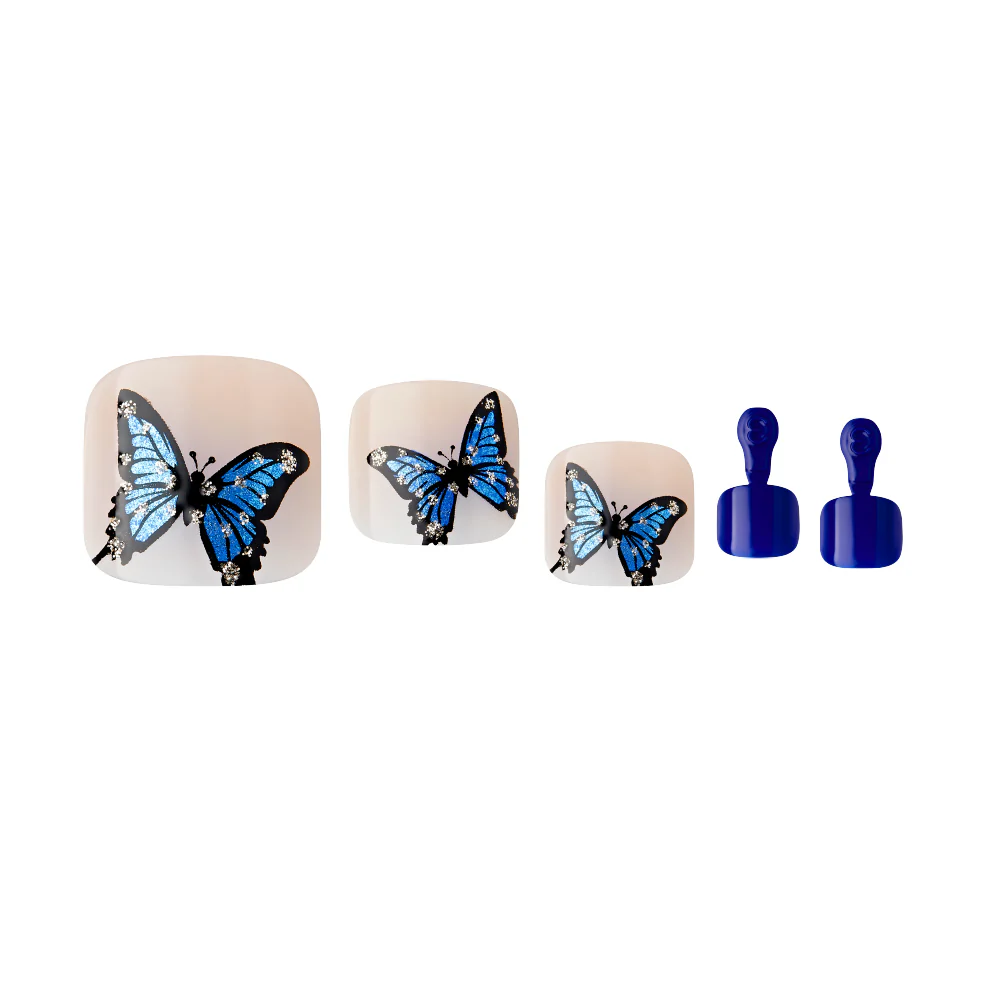 Gold Finger Trendy Press On Toenails - 24pcs Fashionable Gel Toe Nails with Glue - Image 4