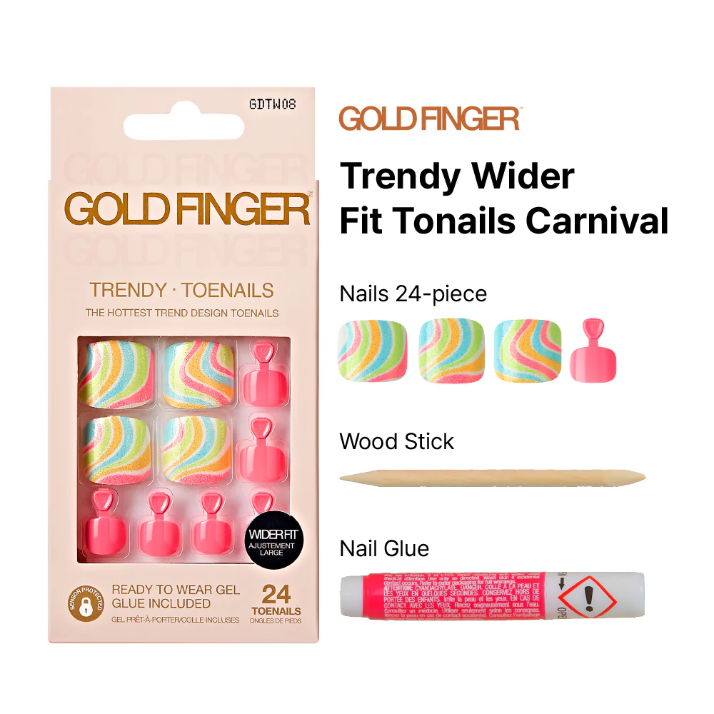 Gold Finger Trendy Wider Fit Toenails - Carnival - Image 4