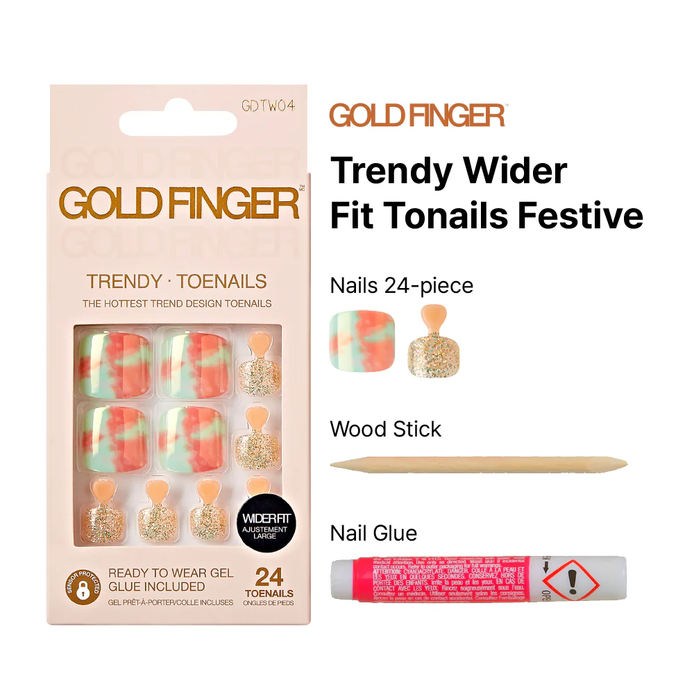 Gold Finger Trendy Wider Fit Toenails - Festive - Image 4