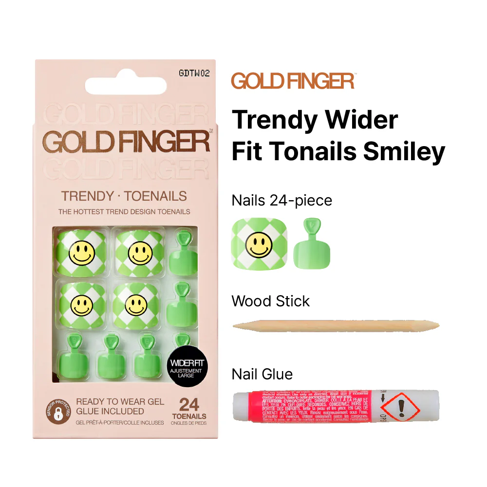 Gold Finger Trendy Wider Fit Toenails - Smiley - Image 4