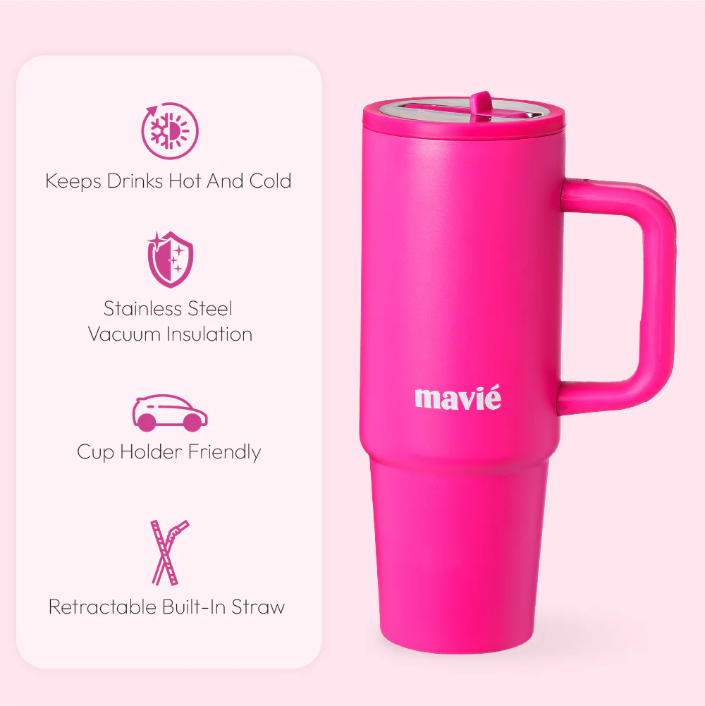 MAVIE Tumbler with Handle & Built-in Flip Straw - Double Insulated Stainless Steel Water Bottle & Travel Coffee Mug (30oz & 40oz) - Image 18