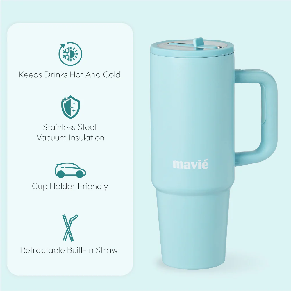 MAVIE Tumbler with Handle & Built-in Flip Straw - Double Insulated Stainless Steel Water Bottle & Travel Coffee Mug (30oz & 40oz) - Image 27