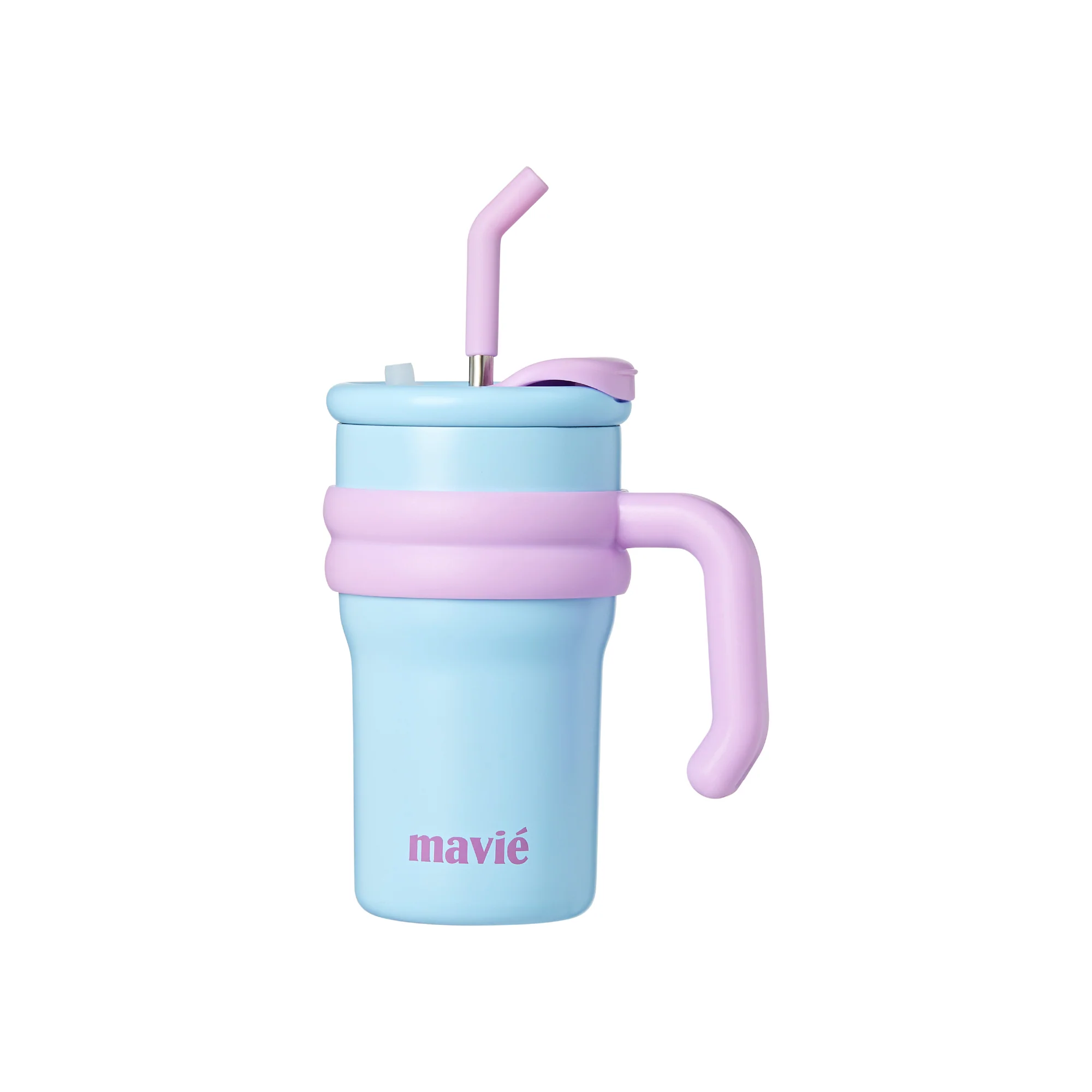 MAVIE Tumbler with Handle & Metal Straw + Silicone Tip - 17oz & 24oz - Image 11
