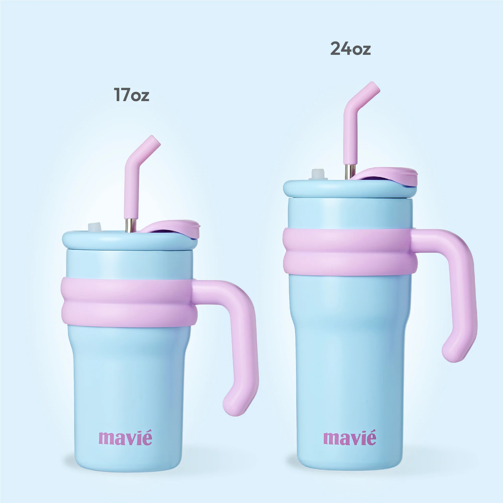 MAVIE Tumbler with Handle & Metal Straw + Silicone Tip - 17oz & 24oz - Image 15