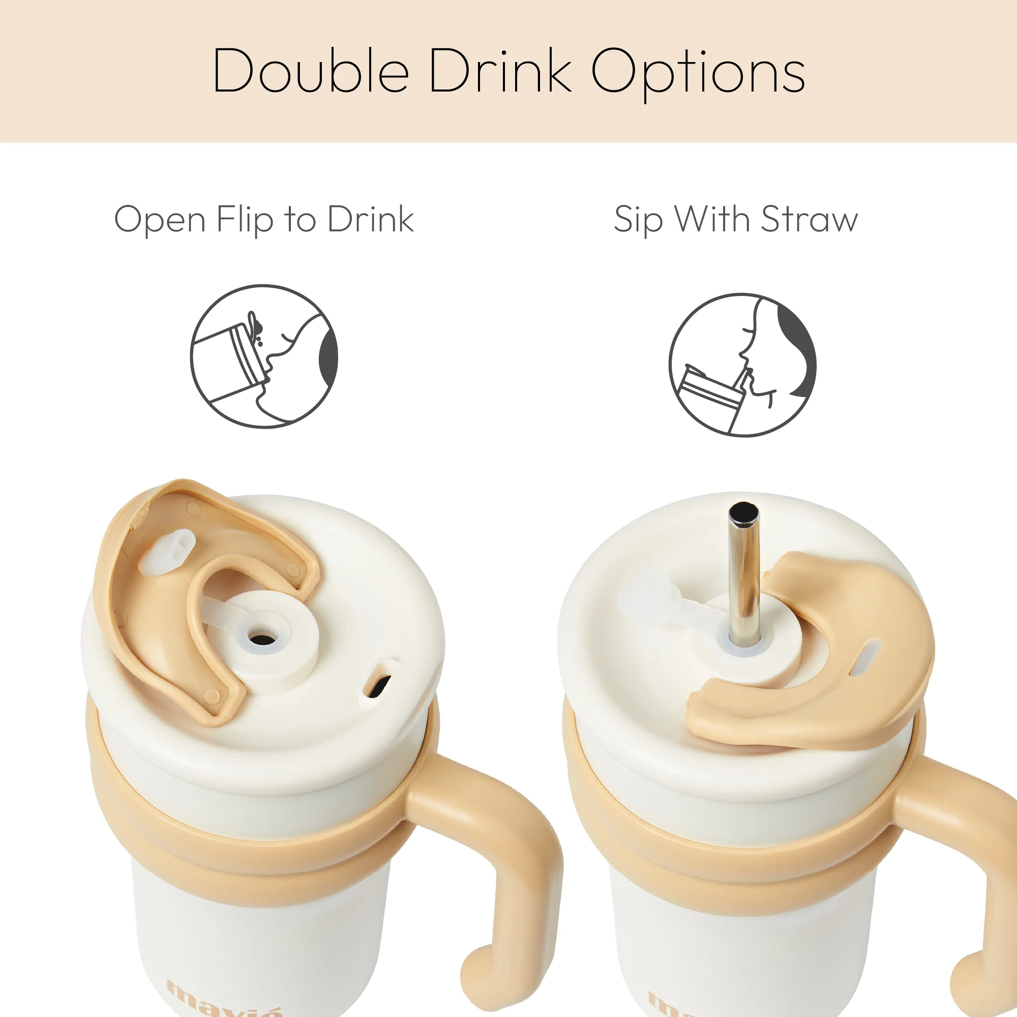 MAVIE Tumbler with Handle & Metal Straw + Silicone Tip - 17oz & 24oz - Image 17