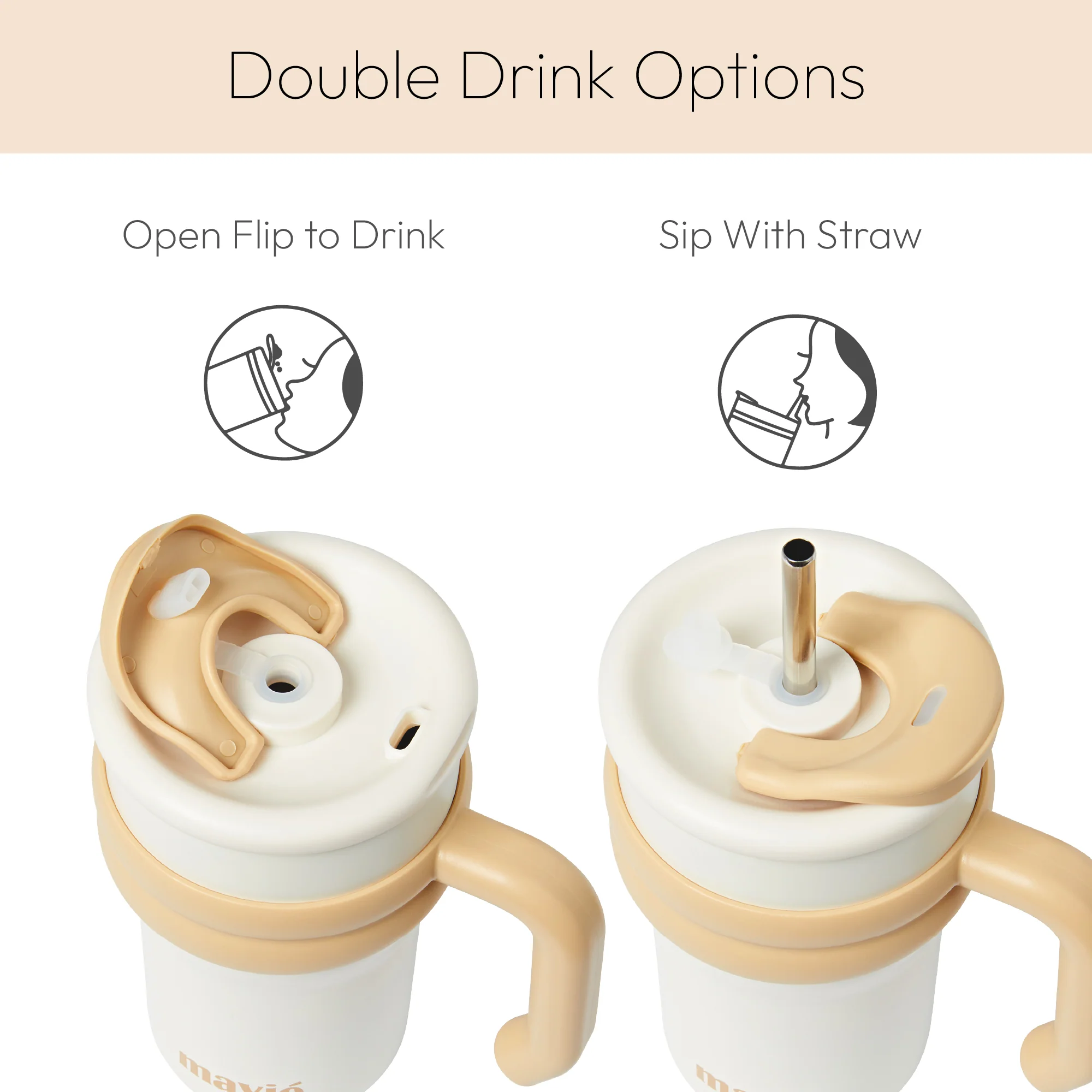 MAVIE Tumbler with Handle & Metal Straw + Silicone Tip - 17oz & 24oz - Image 2
