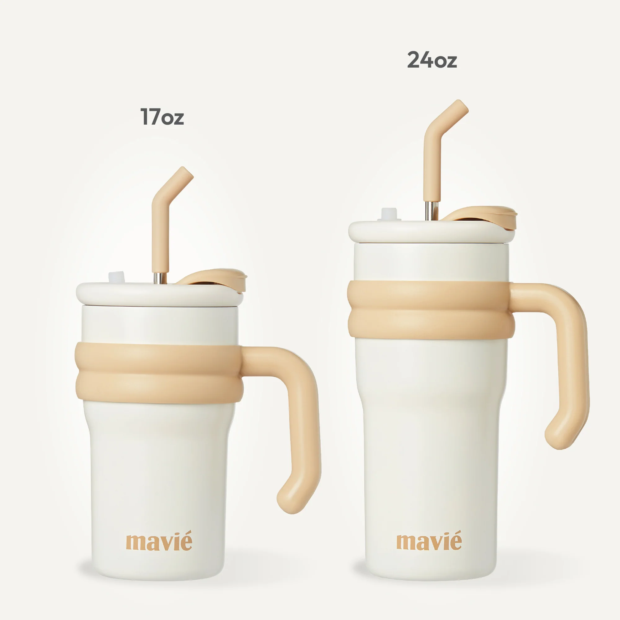 MAVIE Tumbler with Handle & Metal Straw + Silicone Tip - 17oz & 24oz - Image 20