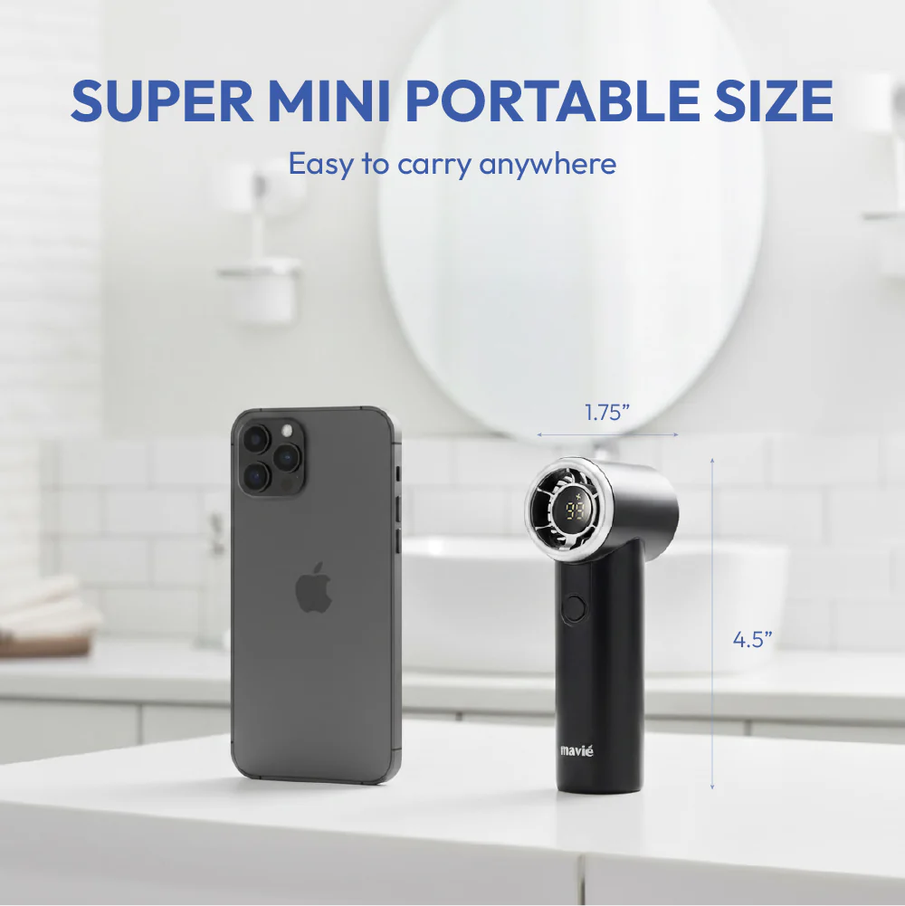 MAVIÉ Ultra Mini Portable Fan, Powerful Pocket-Sized Handheld Fan, Rechargeable Personal Fan with 5 Speeds, LED Display, Long Battery Life for Travel & Makeup - Image 3