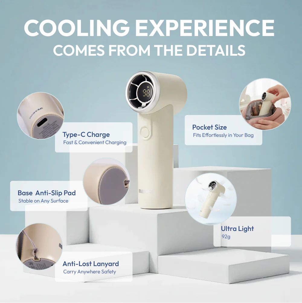 MAVIÉ Ultra Mini Portable Fan, Powerful Pocket-Sized Handheld Fan, Rechargeable Personal Fan with 5 Speeds, LED Display, Long Battery Life for Travel & Makeup - Image 7