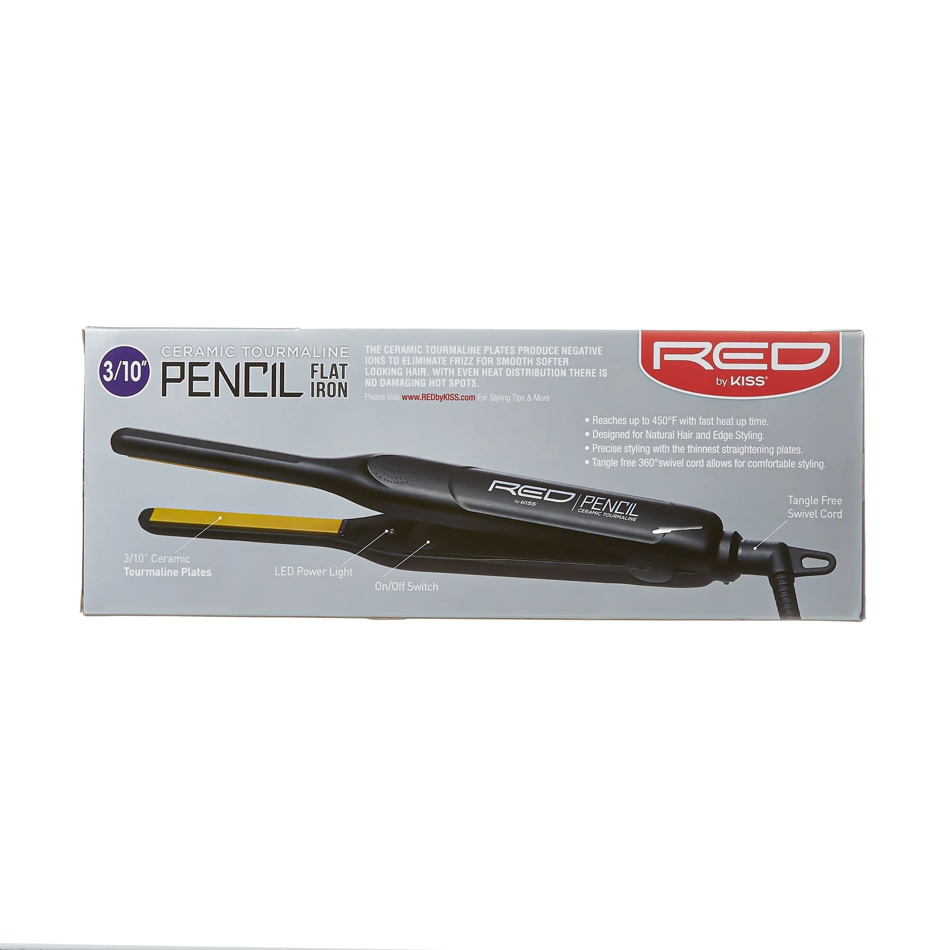 RED by KISS Ultra-Thin 3/10" Ceramic Tourmaline Plates Pencil Flat Iron for Edge Straightening & Short Hair - Image 10