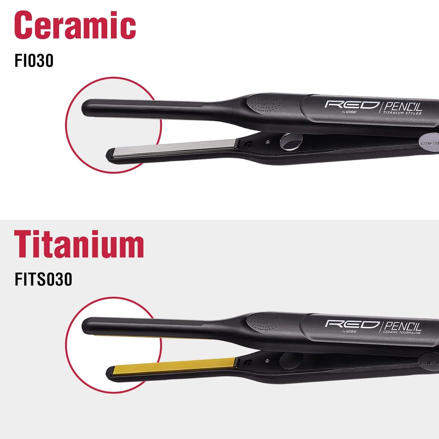 RED by KISS Ultra-Thin 3/10" Ceramic Tourmaline Plates Pencil Flat Iron for Edge Straightening & Short Hair - Image 4