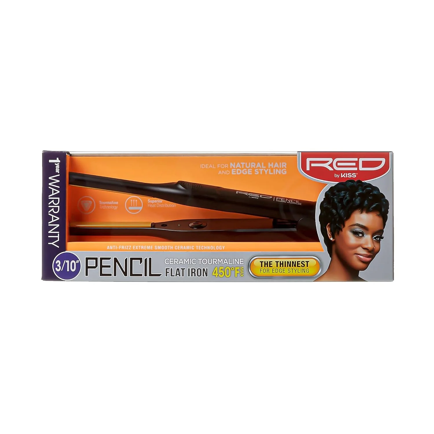 RED by KISS Ultra-Thin 3/10" Ceramic Tourmaline Plates Pencil Flat Iron for Edge Straightening & Short Hair - Image 6