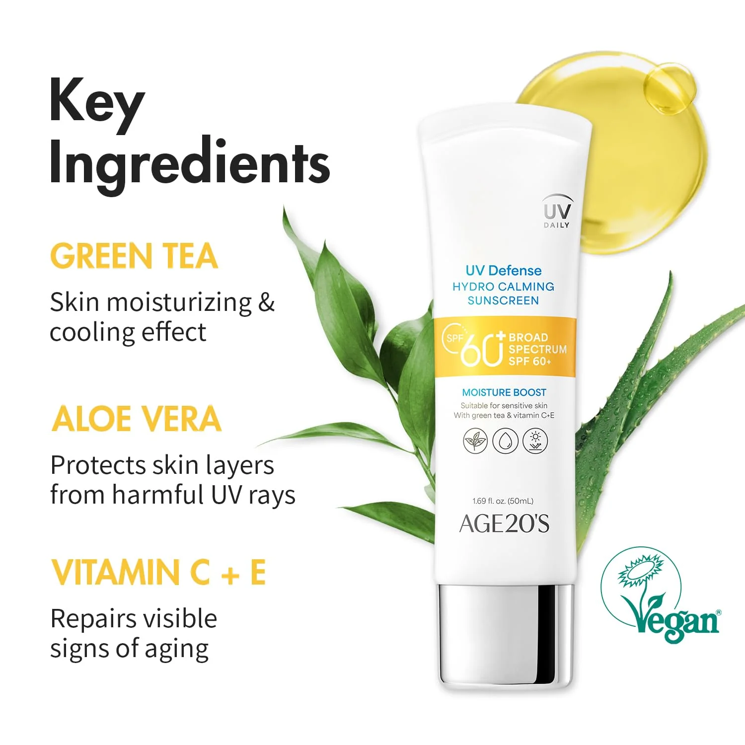 AGE20's UV Defense Hydro Calming Sunscreen SPF 60+ Vegan Daily Moisturizer & Primer - Image 5