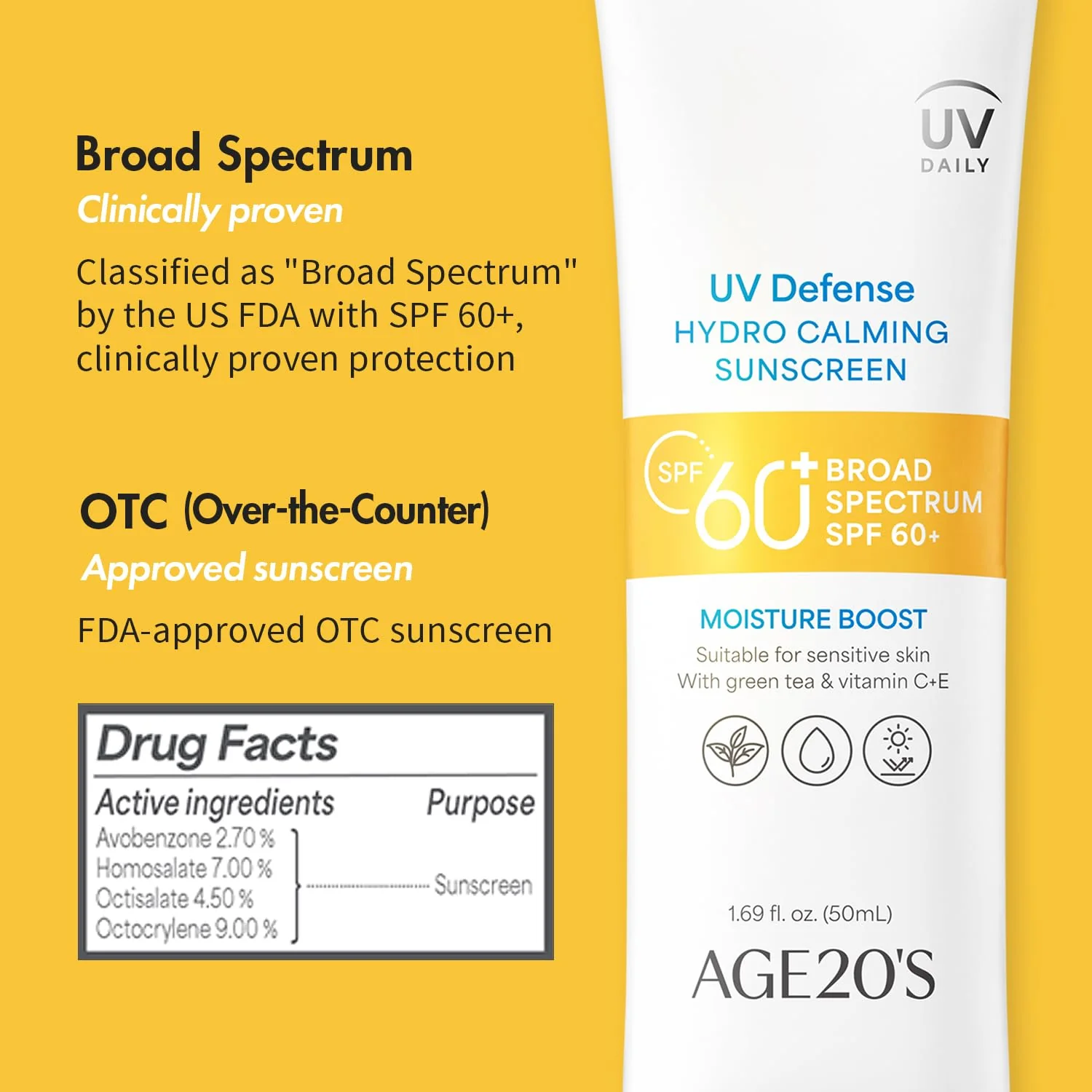 AGE20's UV Defense Hydro Calming Sunscreen SPF 60+ Vegan Daily Moisturizer & Primer - Image 6