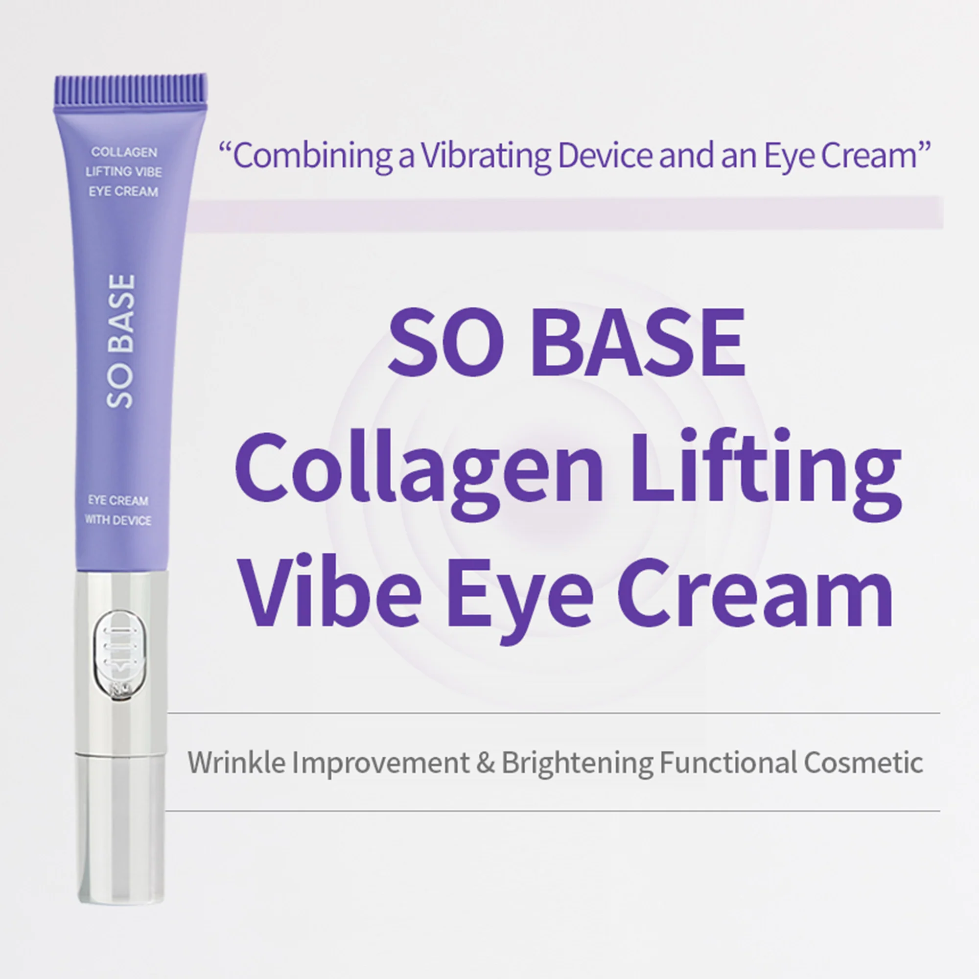 SOBASE Vibrating Eye Cream for Puffy Eyes & Dark Circles - Anti-Aging Collagen Built-in Galvanic Massager - Image 2