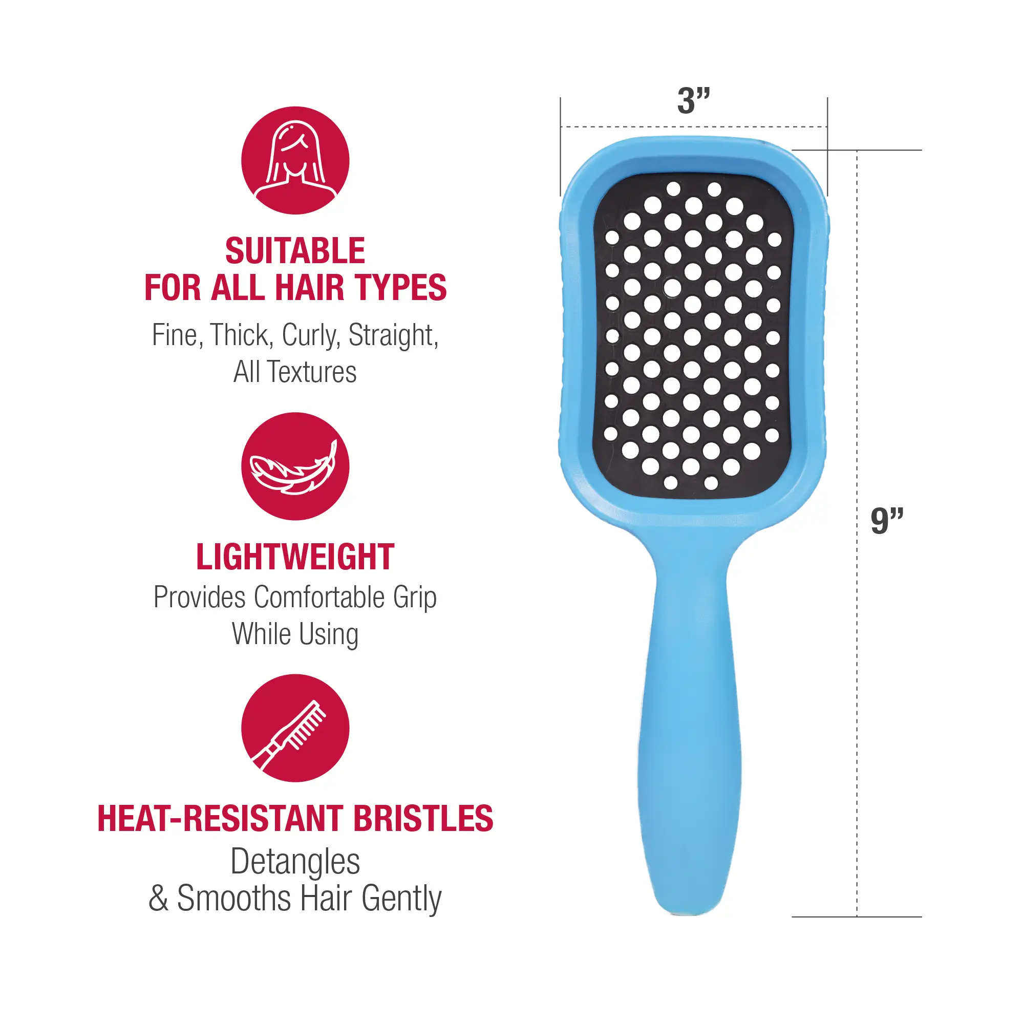 RED by KISS Wet & Dry Vent Heat-Resistant Brush - Blue - Image 3