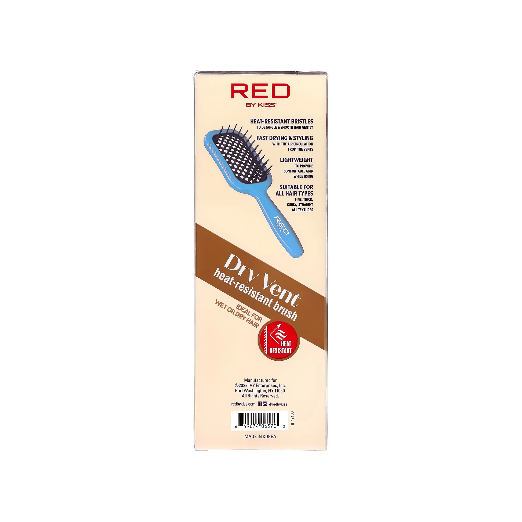 RED by KISS Wet & Dry Vent Heat-Resistant Brush - Blue - Image 4