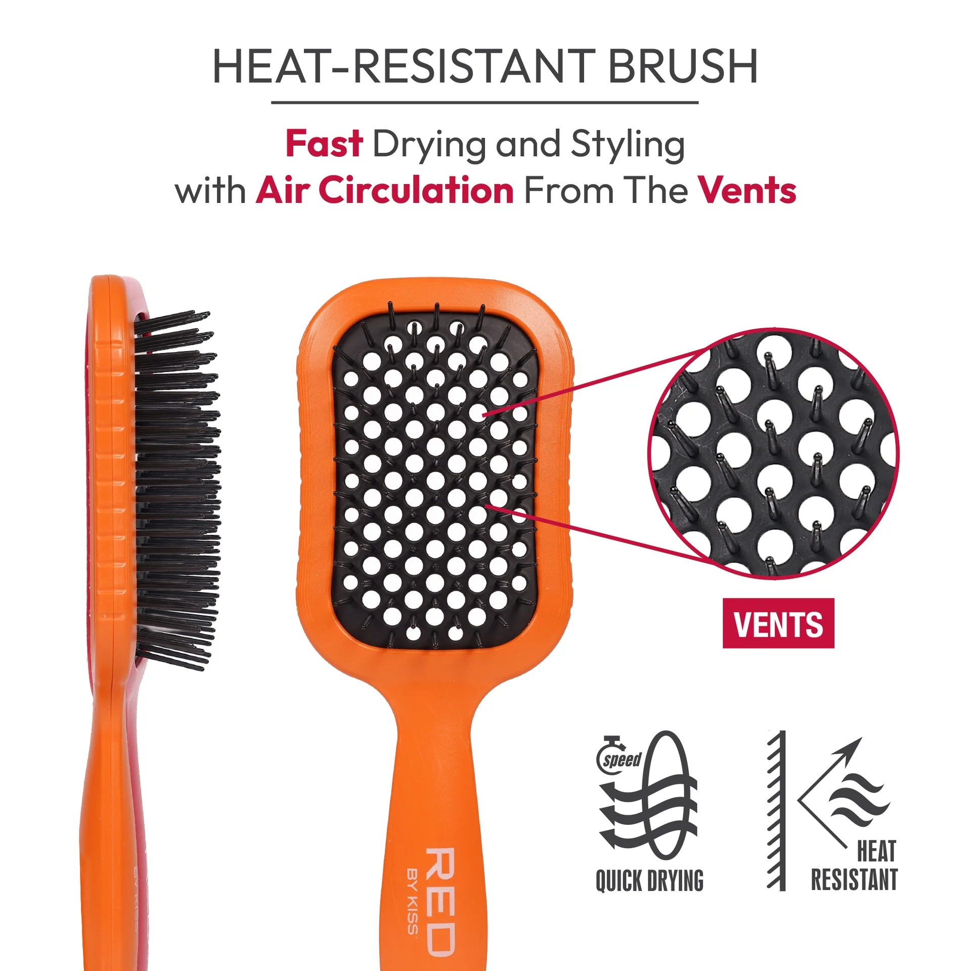 RED by KISS Wet & Dry Vent Heat-Resistant Brush - Orange - Image 2