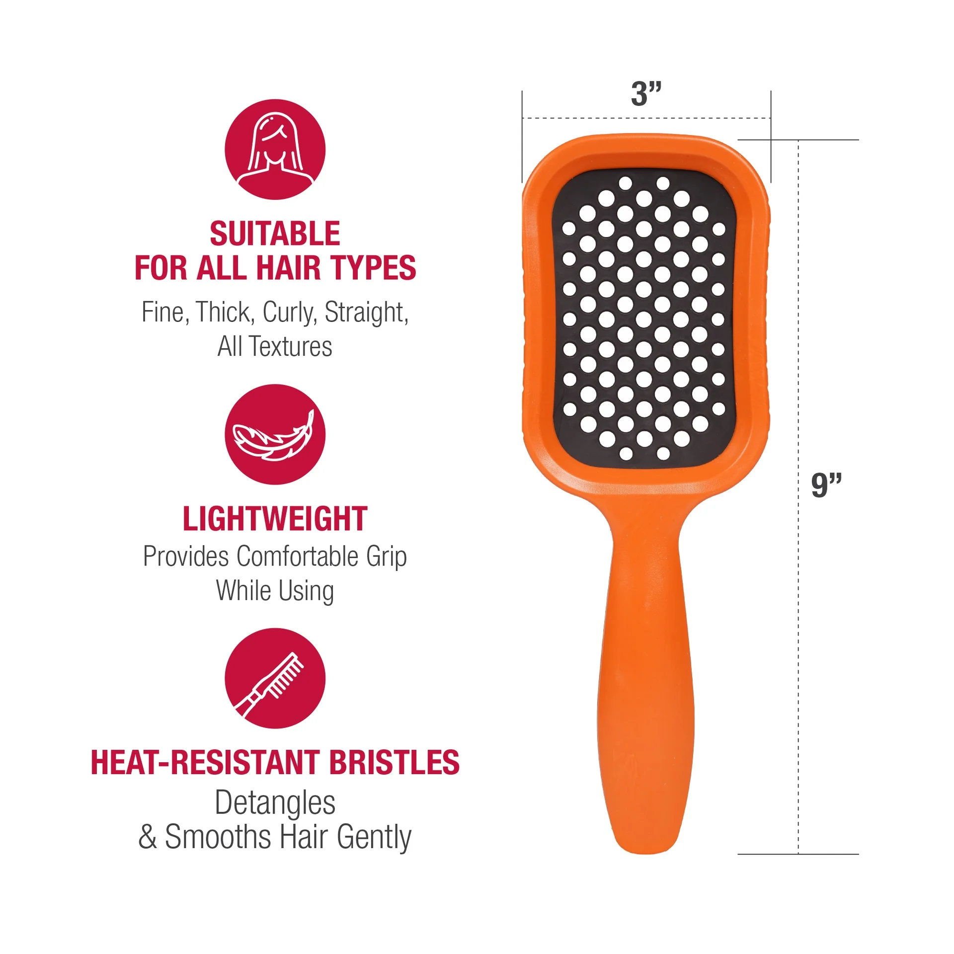 RED by KISS Wet & Dry Vent Heat-Resistant Brush - Orange - Image 3