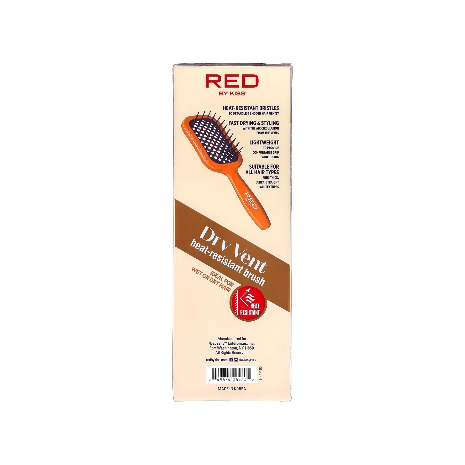 RED by KISS Wet & Dry Vent Heat-Resistant Brush - Orange - Image 4