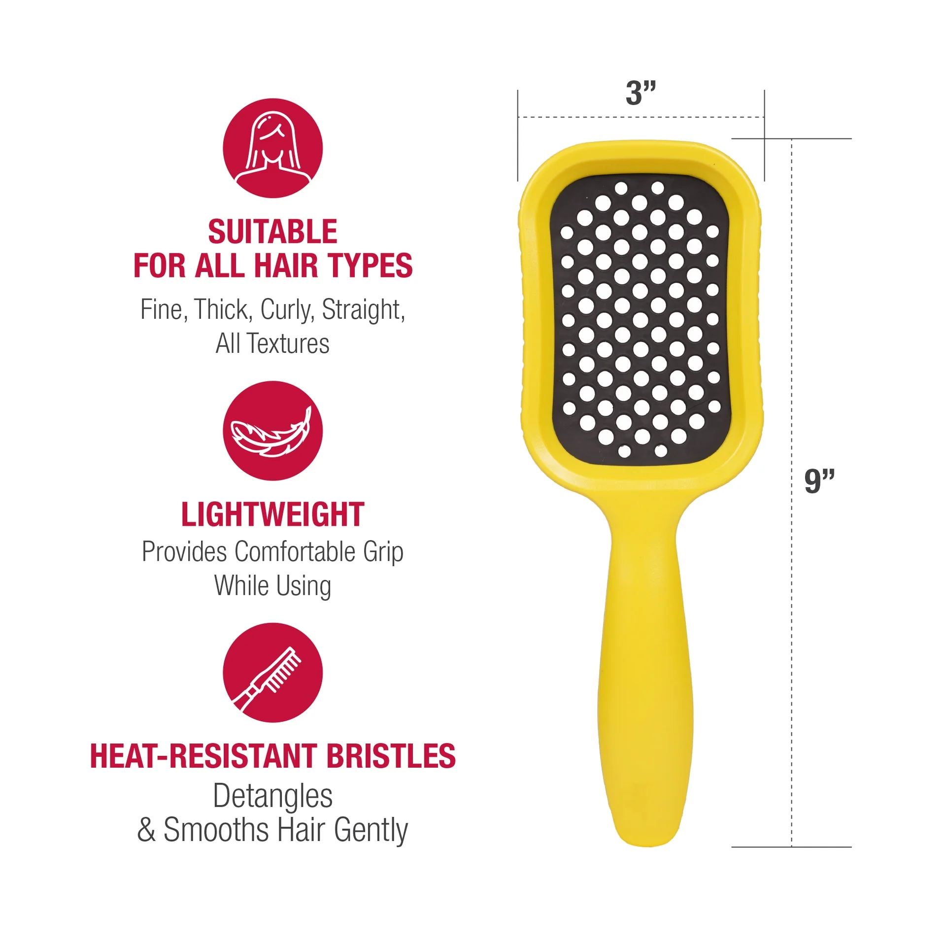 RED by KISS Wet & Dry Vent Heat-Resistant Brush - Yellow - Image 3