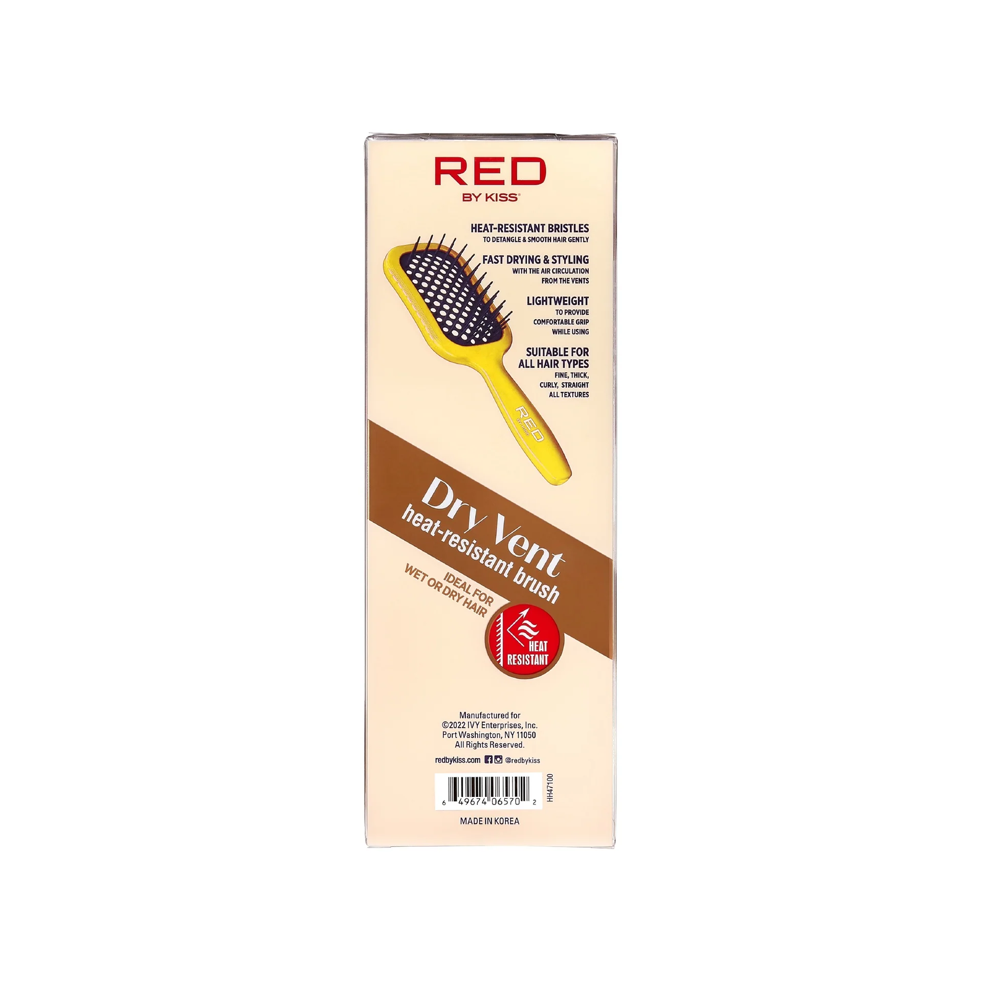RED by KISS Wet & Dry Vent Heat-Resistant Brush - Yellow - Image 4