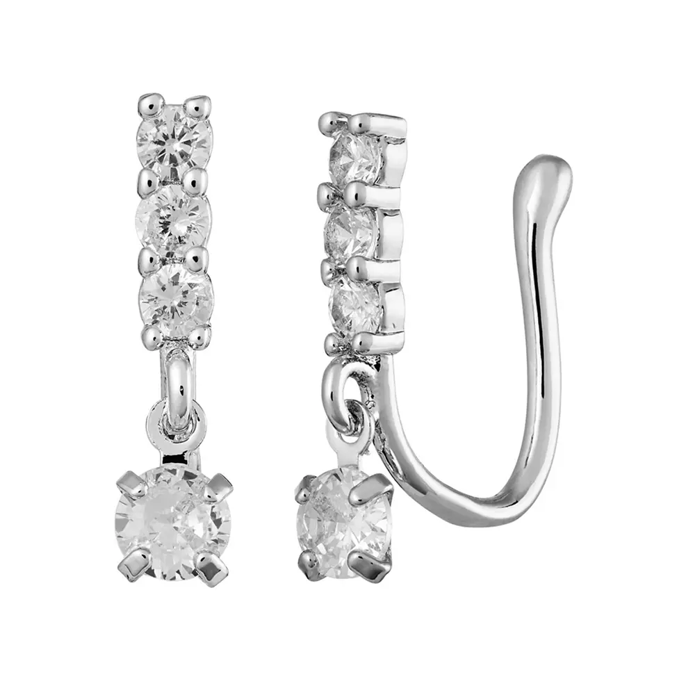 Arria White Gold CZ Adjustable Nose Cuff Non-Pierced, Hypoallergenic - Image 8