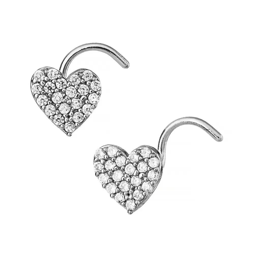 Arria White Gold Tone CZ Heart Nose Screw Hypoallergenic, Secure Twisted Fit - Image 8