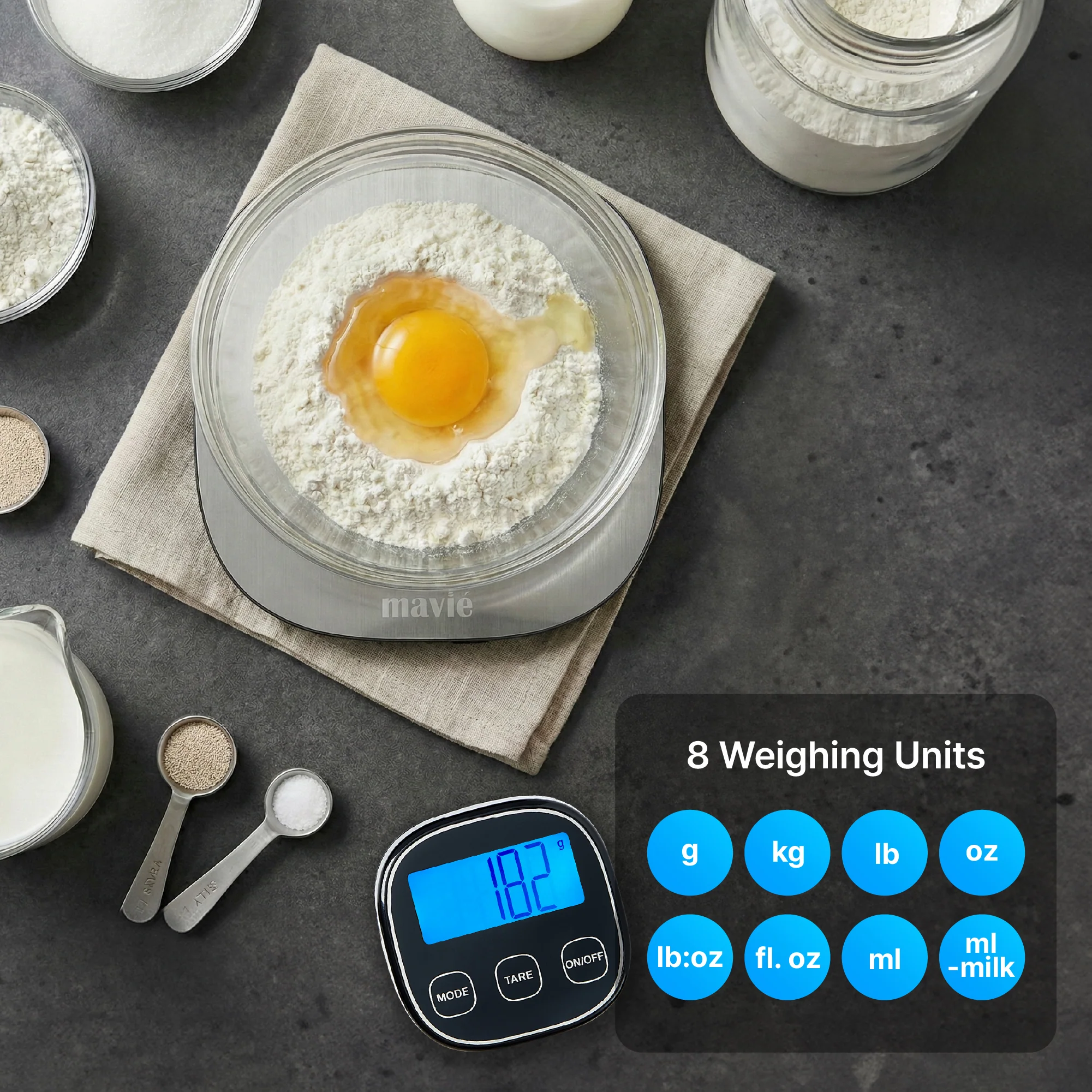MAVIE Wireless Digital Kitchen Scale with Detachable Magnetic Display – Stainless Steel Food Scale for Baking & Meal Prep - Image 3