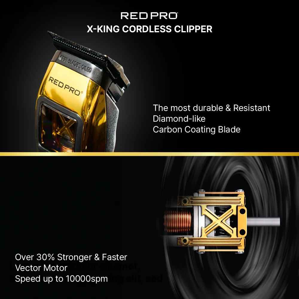 Red PRO X-King Vector Motor Cordless Clipper - Image 3