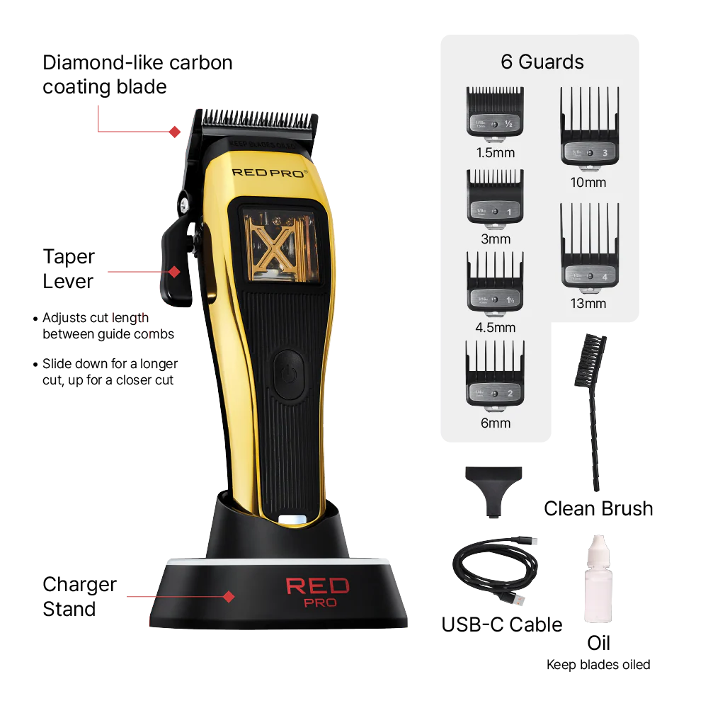 Red PRO X-King Vector Motor Cordless Clipper - Image 5