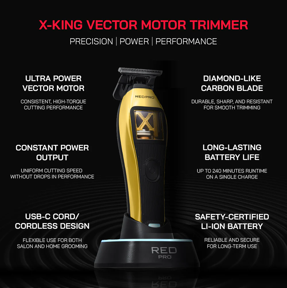 Red PRO X-King Vector Motor Cordless Trimmer - Image 3